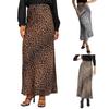 Юбка макси с леопардовым принтом, эластичная атласная длинная юбка с высокой талией, юбка-трапеция в деловом стиле, весна-осень, женская сексуальная юбка