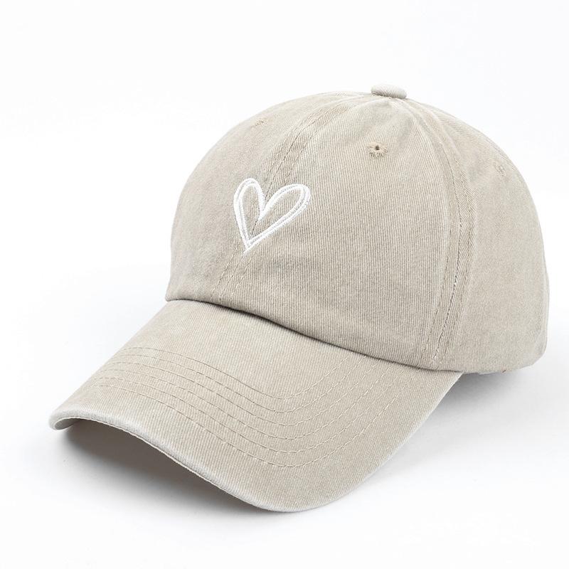 Peach Heart Embroidered Vintage Spring Summer Baseball Hat Women's Thin Style Couple Soft Top Duck Tongue Hat Men