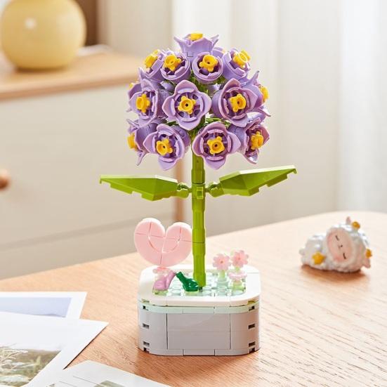 Building Block Bright Color Realistic Looking Smooth Edge Toy Parent-child Interaction Potted Plant Building Blocks DIY Assembly