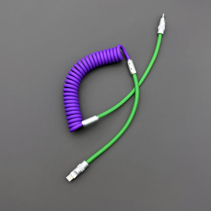 Color Matching Silicone Spring Fast Charging Data Cable Compatible With Carplay For Mobile Phone