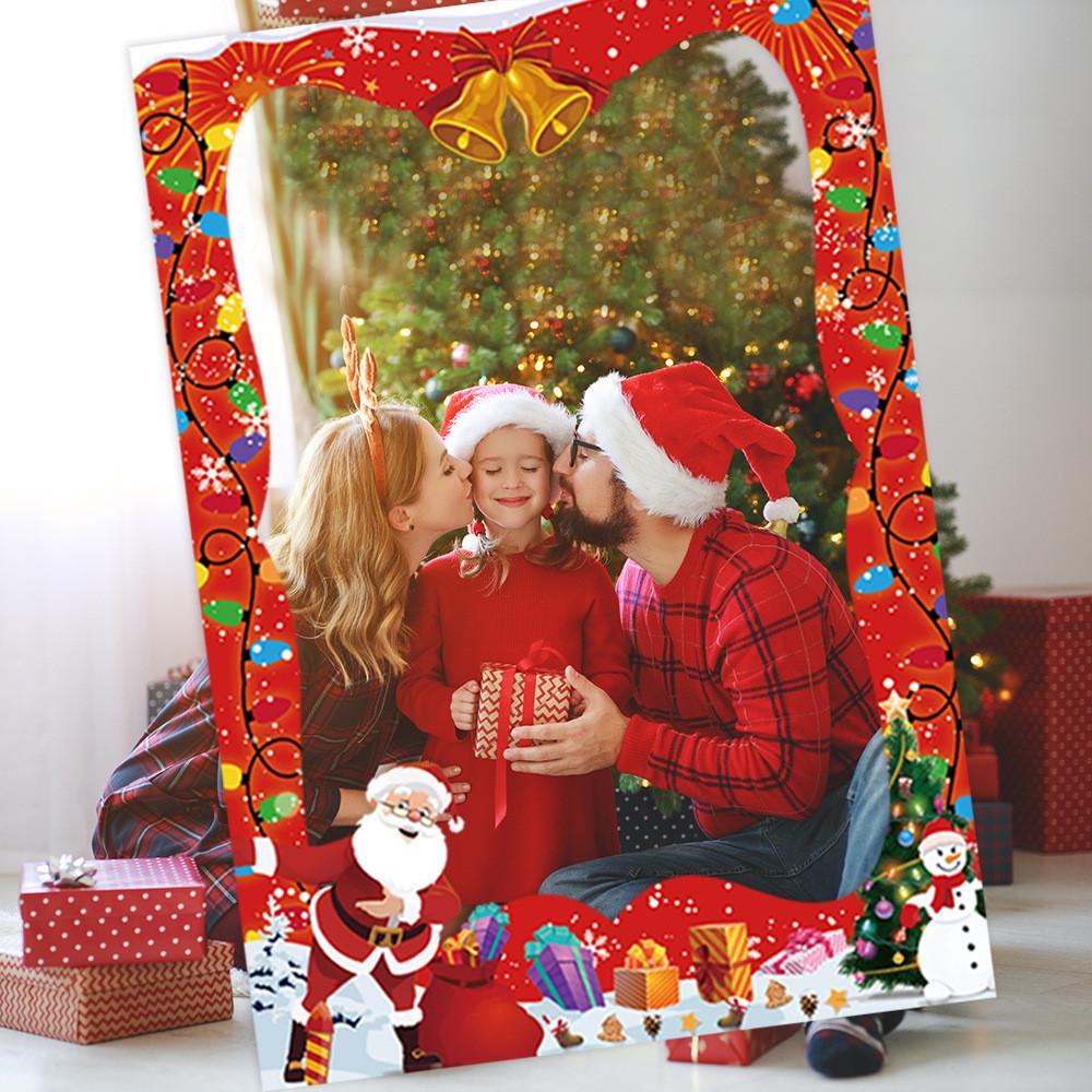 Christmas Party Photo Booth Props With Paper Frame For Adults And Kids Festive Decor