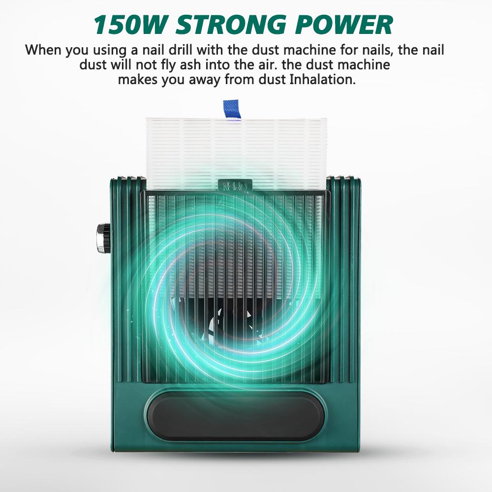SENIGNOL 150W Nail Dust Collector Nail Dust Vacuum Cleaner Extractor Fan for Manicure with Reusable Filter Nail Salon Equipment