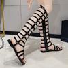 Fashion Roman Bandage Sandals Women Fashion Peep Toe Knee High Boots Ladies Retro Sandal 2025 New Summer Gladiator Shoes