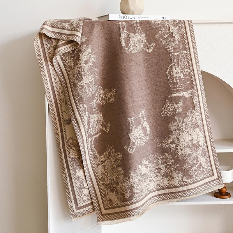 Autumn And Winter Models, Ethnic Style, Wasteland Style, Camel Print, Women'S Imitation Cashmere Warm Scarf, Travel Out With A Shawl