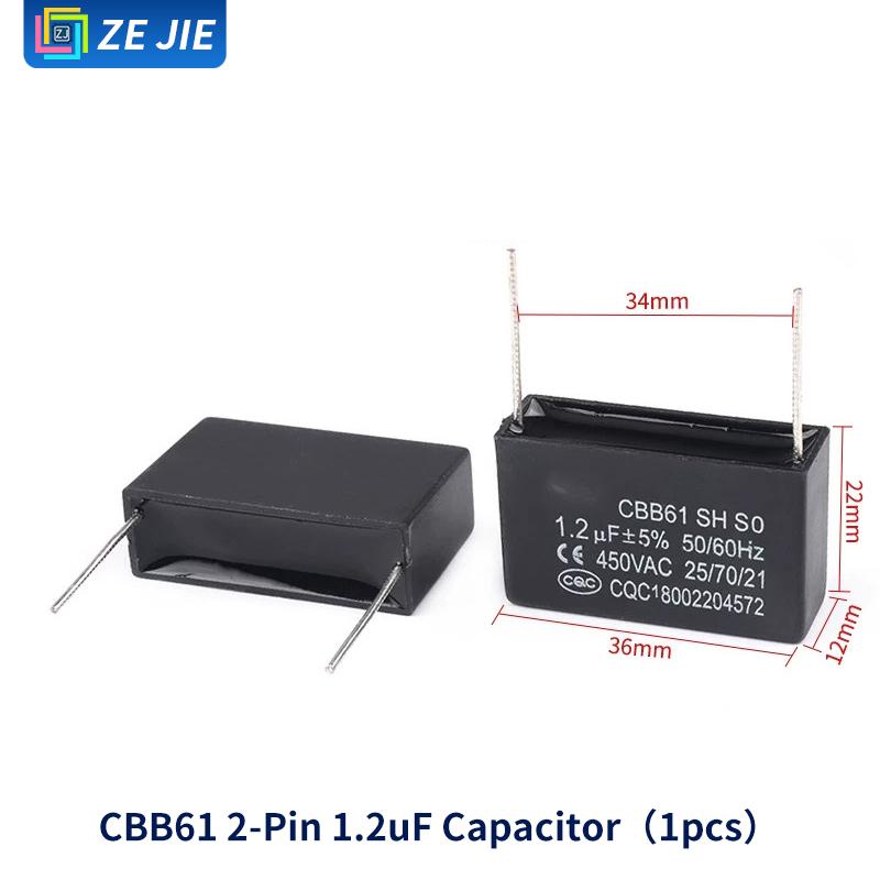 CBB61 Air Conditioner Fan Motor Run Capacitor, 450V, Capacitance Options: 1/1.5/2/2.5/3/3.5/4/4.5/5/6/8UF