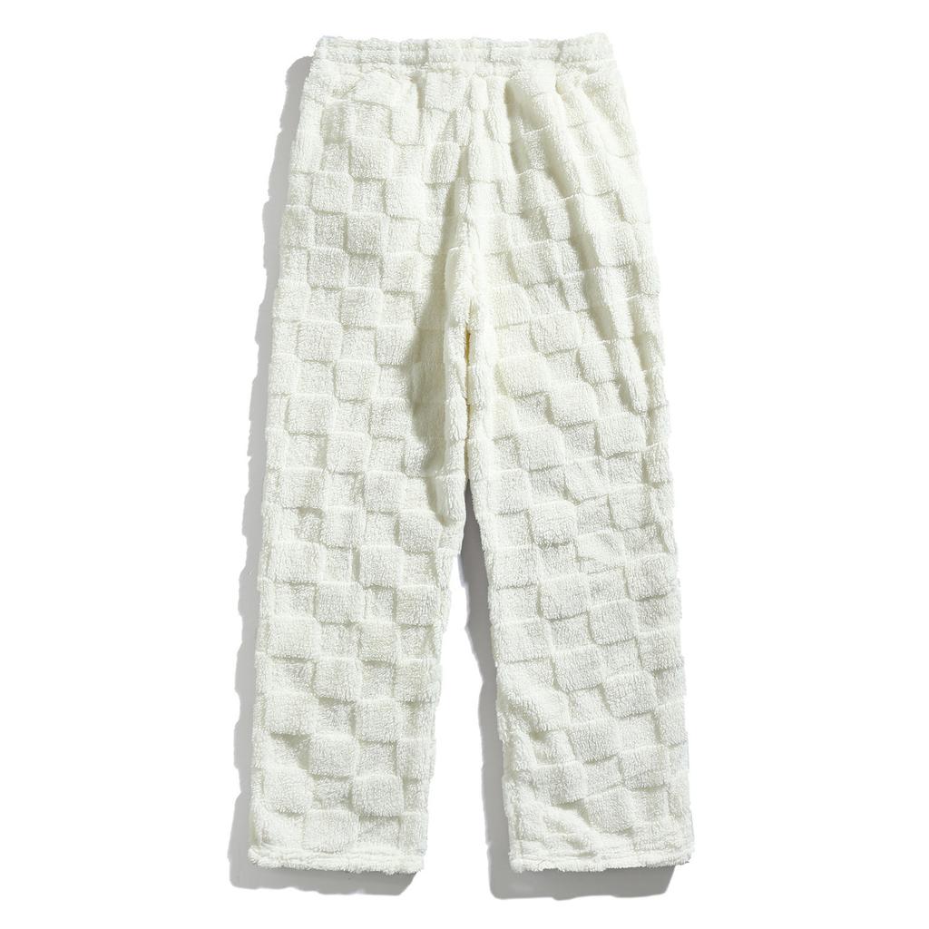 Мужские прямые клетчатые теплые спортивные повседневные брюки на кулиске