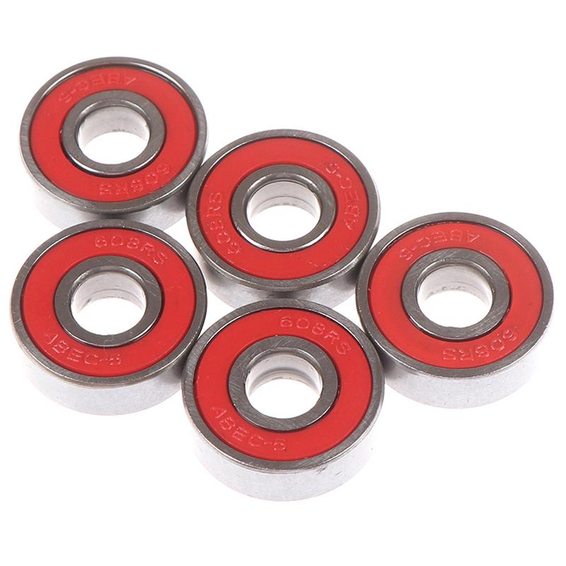 5 шт. Красные шарикоподшипники Abec-5 608-Rs для скейтборда 8X22X7 мм