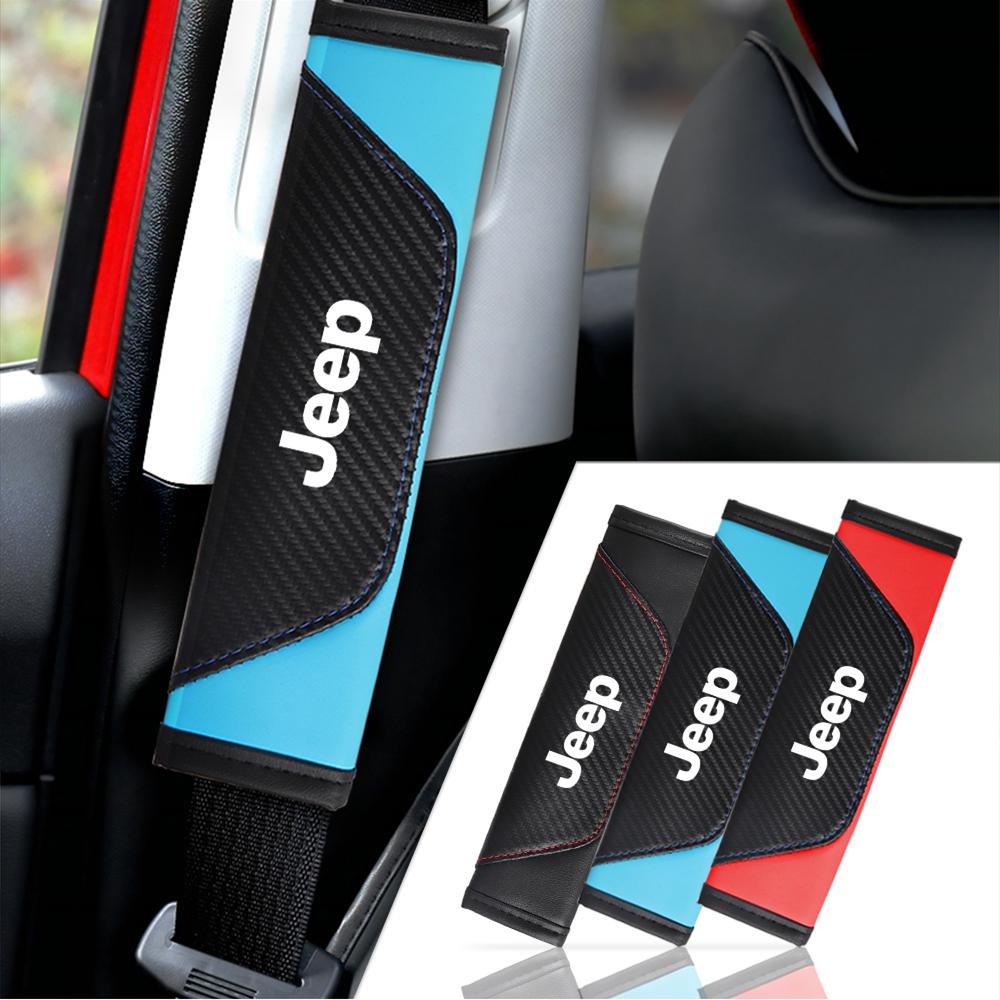 2pcs Car Seatbelt Cover Adjustable Safety Belt Shoulder Protector Pad For JEEP Grand Cherokee Wrangler Renegade JK Compass Valve LVCZN1