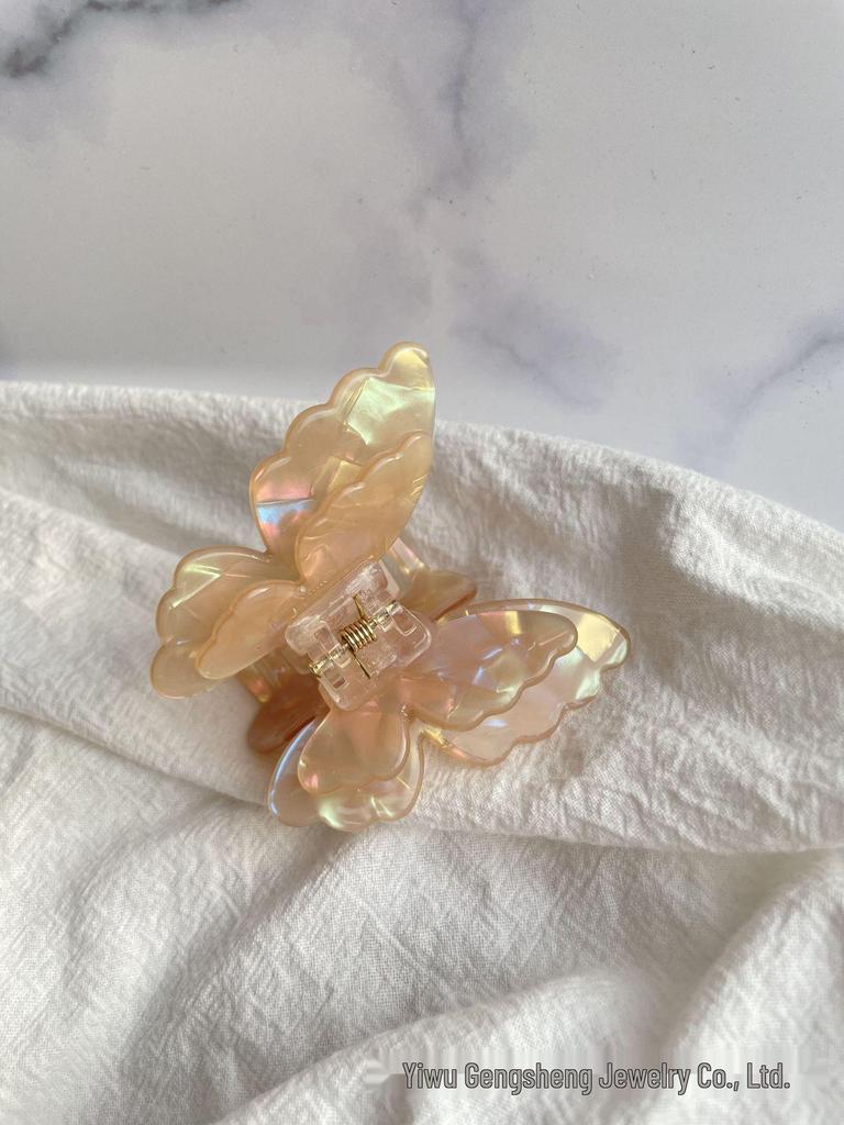 Красочная двухслойная заколка-бабочка для волос - аксессуар в стиле феи-акулы