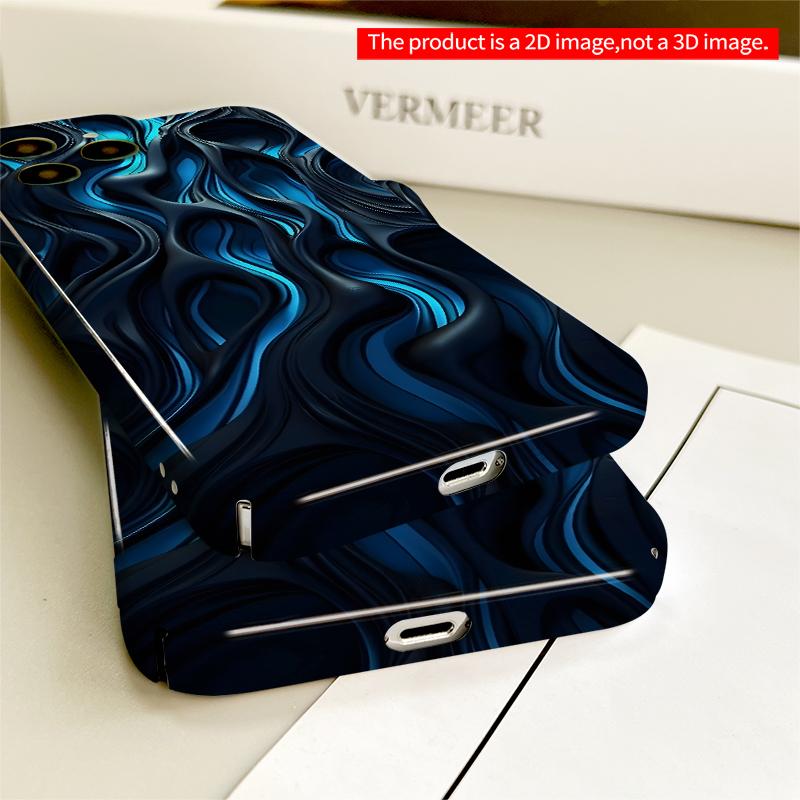 2DFlat Blue Flow Abstract Design Phone Case All inclusive film hard iPhone case, compatible with iPhone 18 Pro Max 17 16 15 14 13 12 11