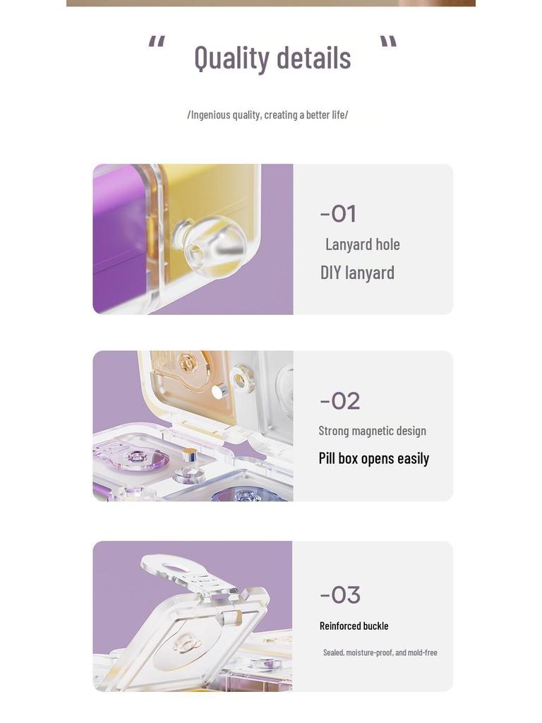 Портативный органайзер для таблеток: 7-дневный закрывающийся диспенсер большой емкости для лекарств в дорогу