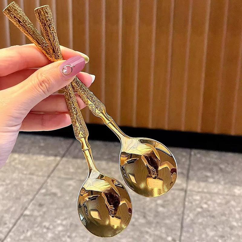 Ложка для льда из нержавеющей стали с длинной ручкой, корейский стиль, круглая ложка, западный стиль, десертная ложка, совок для риса