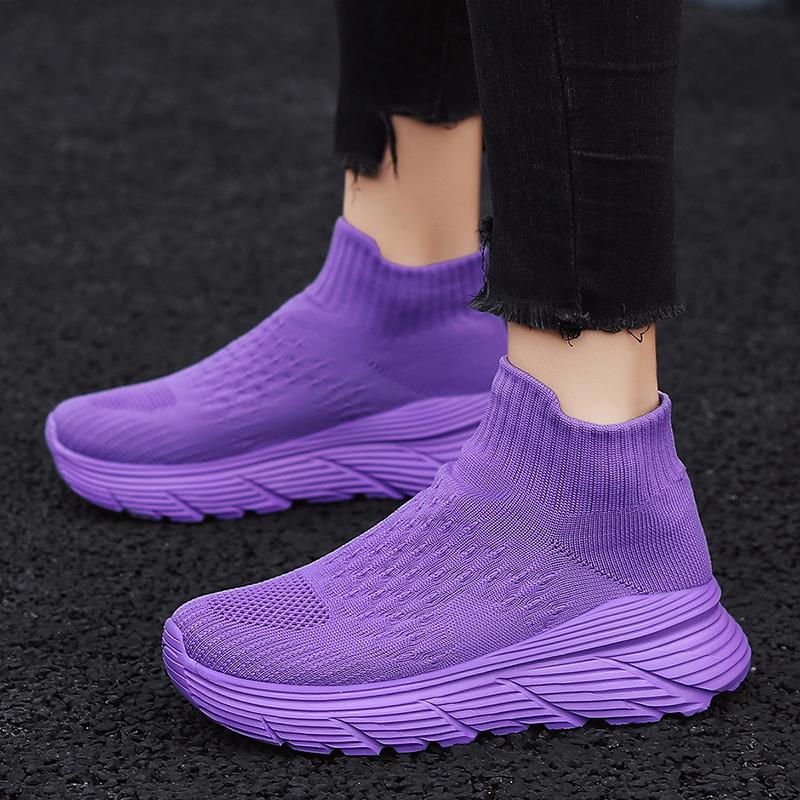 Spring/Autumn Men's/Women's Flying Knit Elastic Socks Shoes Breathable Ultra Light Fitness Outdoor Running Shoes