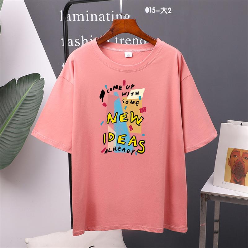 Футболка с принтом «Новые идеи», красочные женские хлопковые летние футболки большого размера, мягкий женский джемпер, топ