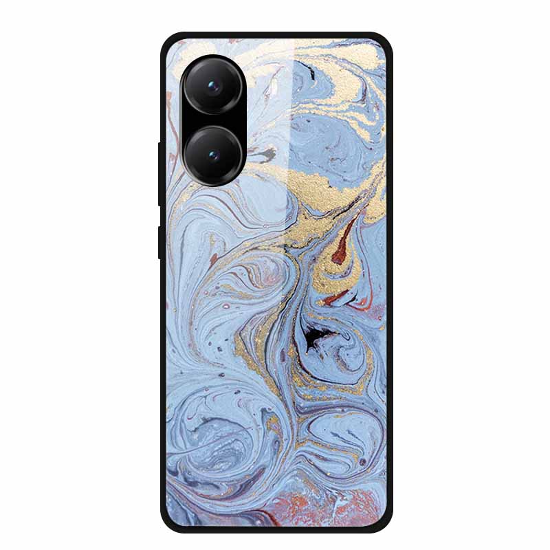 Закаленное Стекло Чехол для Poco X7 Pro Задняя Крышка ПК Жесткие Ударопрочные Чехлы для Xiaomi PocoX7 Pro Funda Мраморная Текстура Модный Coque