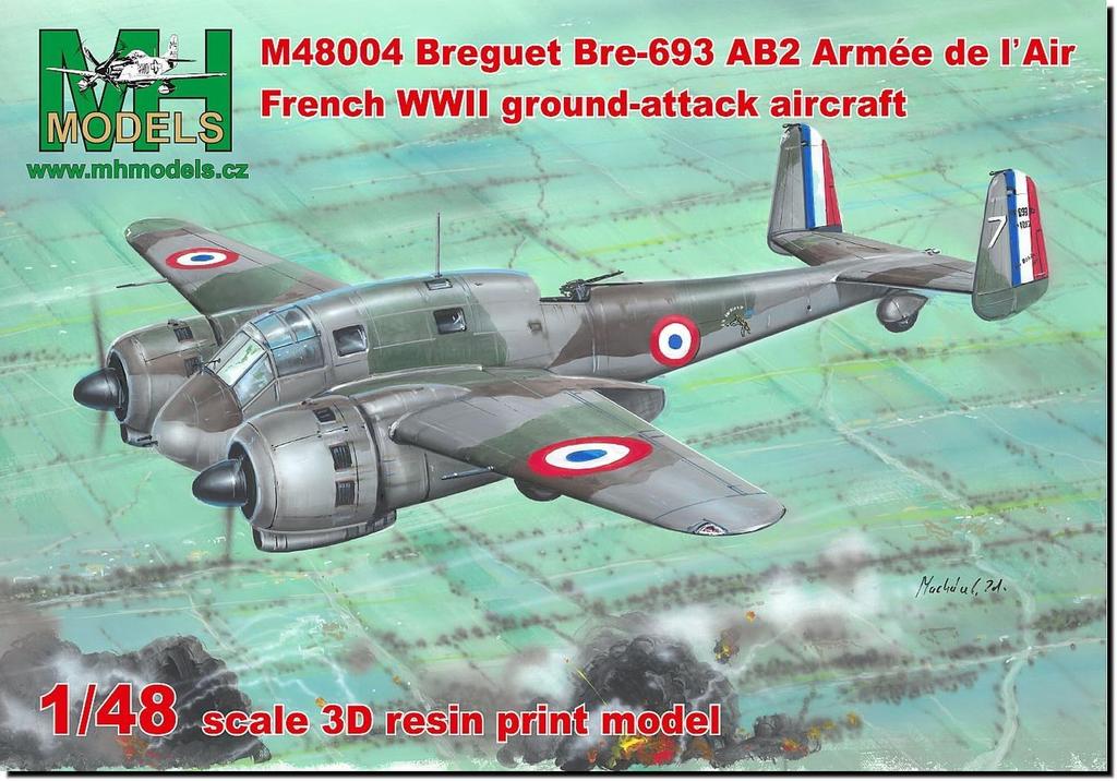 MH Models Масштаб Breguet 693AB2 Французский штурмовик Второй мировой войны Набор для 3D-печати MHZM48004 1/48 (Самолет)