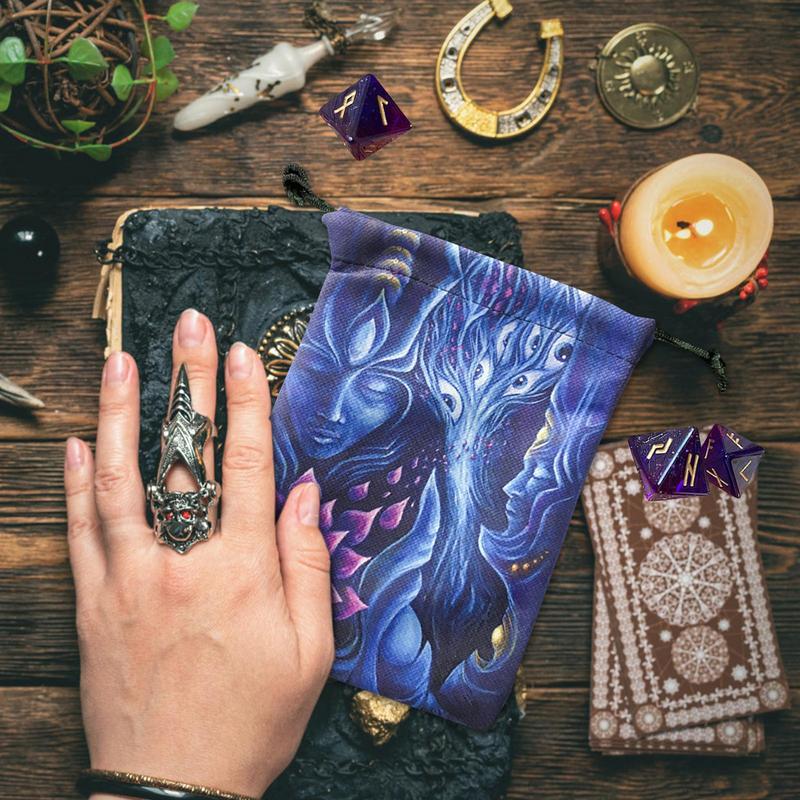 Мешочек для карт Таро Композитный флис Затягивающийся мешочек для хранения Мешочек для хранения Таро Мешочек для рунных костей Мешочек для украшений Мешочек для подарков на вечеринку/Рождество