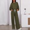 Модный женский повседневный костюм с длинным рукавом и широкими брюками