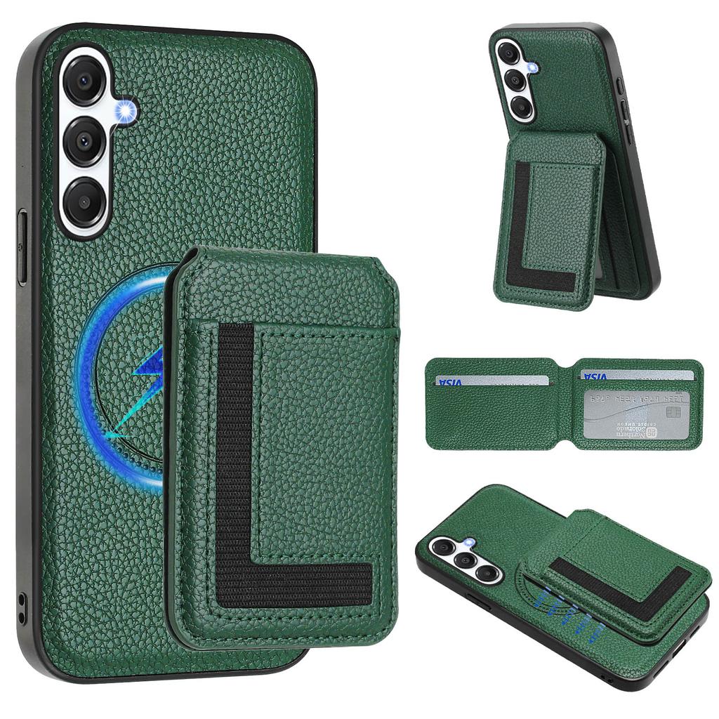 For Samsung Galaxy A25 5G (Global) (161.0 x 76.5 x 8.3mm) Magnetic Case TPU + PU Leather Phone Back Cover with Detachable Card Holder