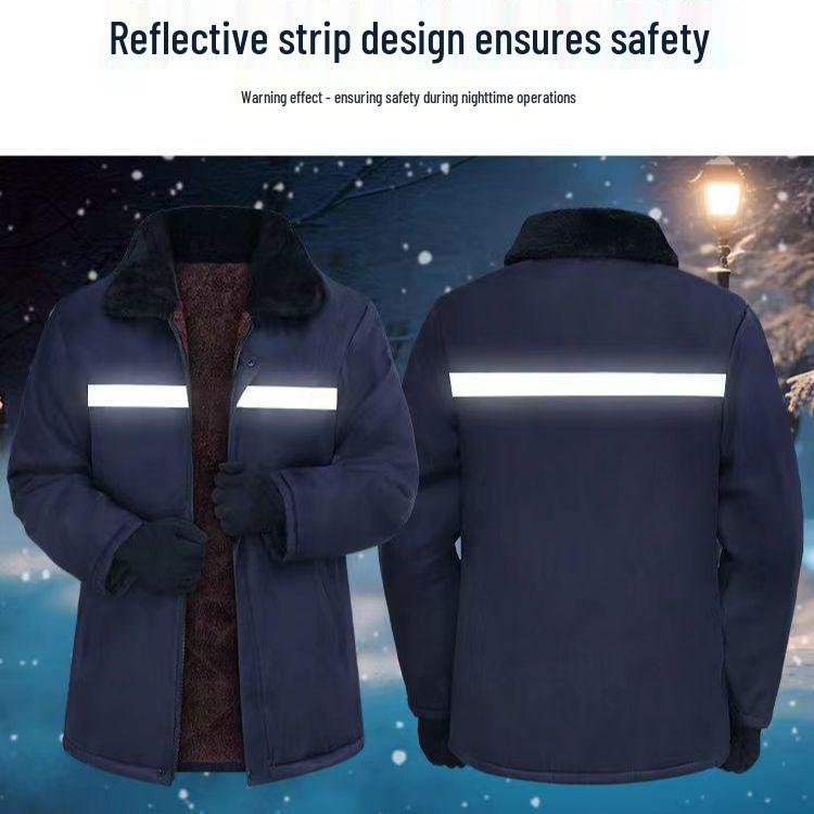 Зимняя утепленная рабочая одежда: Светоотражающая куртка с хлопковой подкладкой для холодных складов и авторемонтных площадок