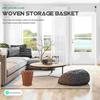 Woven Trash Can Rattan Basket Storage Multipurpose Living Room Laundry Hamper with Lid Boho Decor