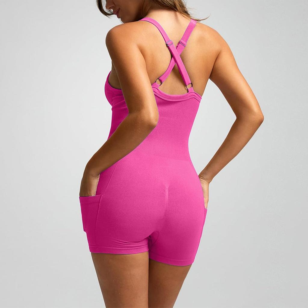 Женский модный однотонный костюм для йоги с круглым вырезом и облегающей спинкой, комбинезон для йоги