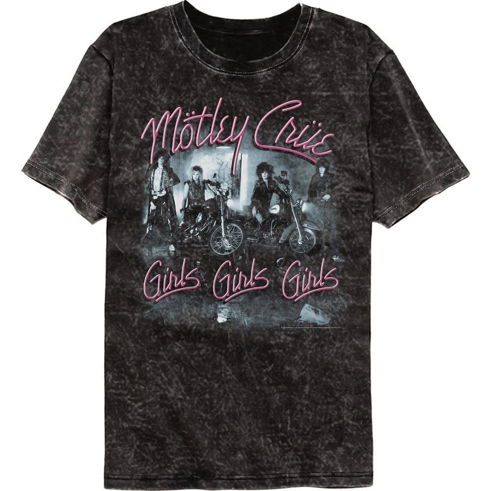 Motley Crue Девочки Девочки Девочки Colortone Минеральная стирка Музыка Детская футболка