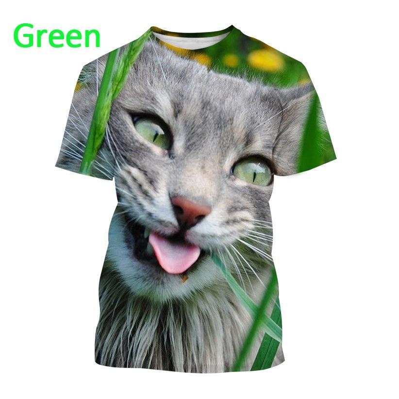 2024 Новая футболка с принтом «Забавный кот» в 3D-стиле, модная унисекс, хип-хоп, уличный стиль, повседневная футболка с круглым вырезом и коротким рукавом