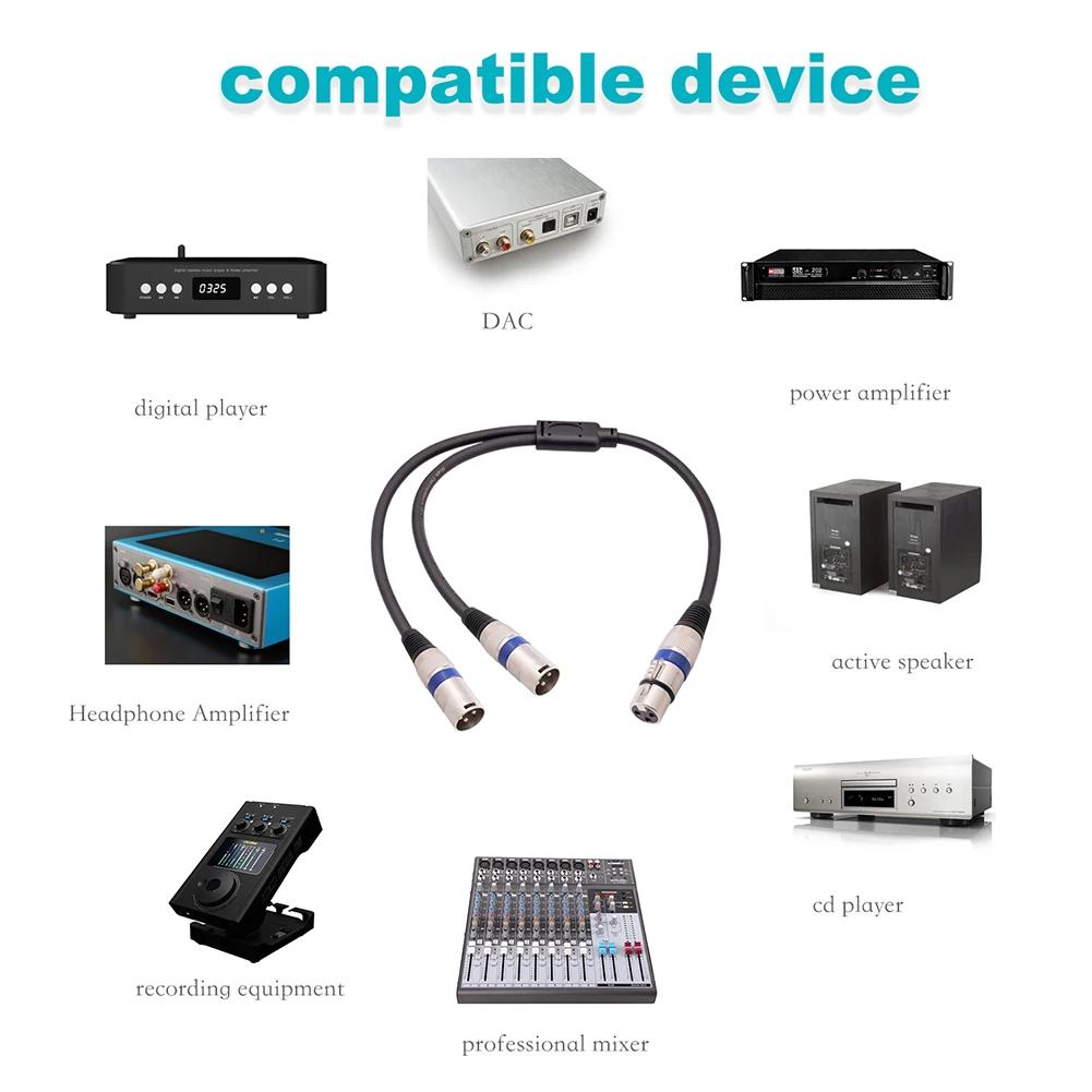 3-контактный XLR гнездо - двойной XLR штекер кабель для микрофона и динамика с шумоподавлением для усилителей и аудиооборудования