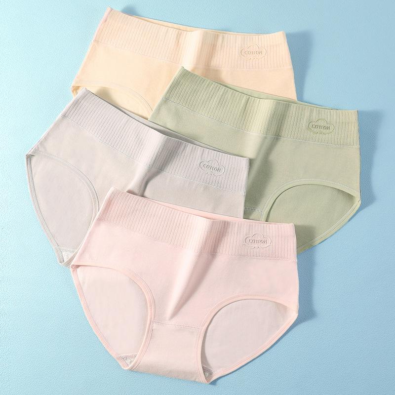 В упаковке 4 предмета женского нижнего белья из чистого хлопка с принтом, хлопковое нижнее белье со средней талией, простые и дышащие трусы
