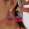 Colorful Design Halloween Dangle Earrings Enamel Coating Skull Earrings Spider Drop Earrings  Party