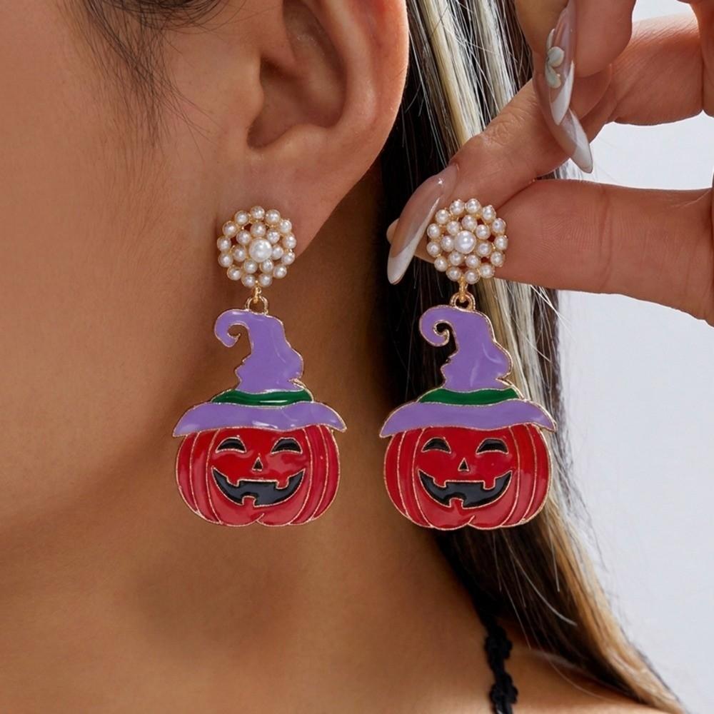 Colorful Design Halloween Dangle Earrings Enamel Coating Skull Earrings Spider Drop Earrings Party