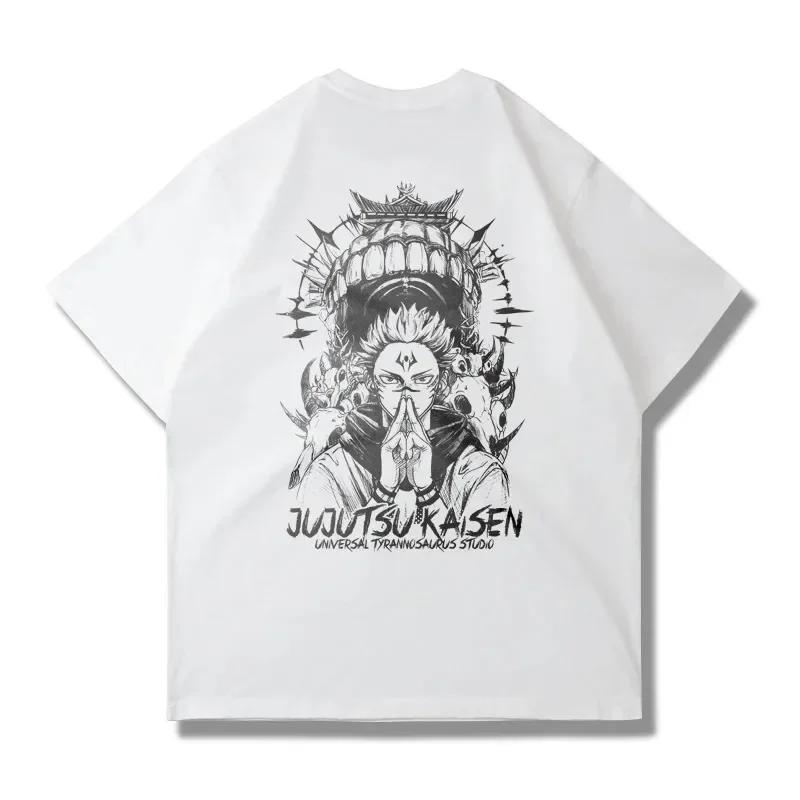 Harajuku Y2k Top Vintage Oversize Хлопковая футболка Японское аниме Дзюдзюцу Кайсен Рёмен Сукуна Принт Короткие рукава Футболки 2024