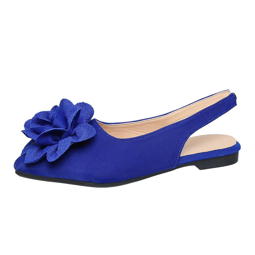 Fashion Classic Big Flower Pointed Toe Sandals Women 2025 Summer Flat Heels Light Weight Shoes Women Comfortable Daily Leopard Shoes