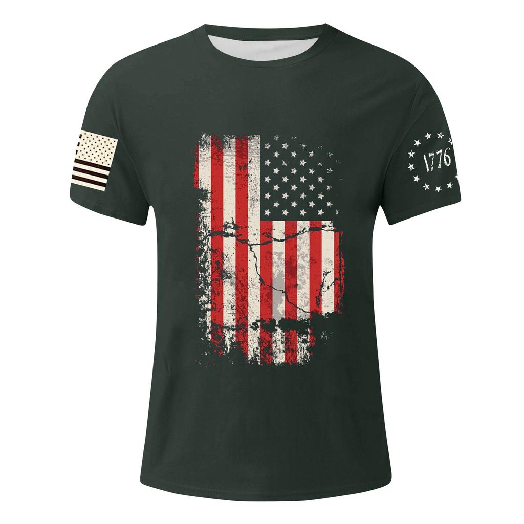 Мужская футболка с принтом ко Дню независимости, мужской свободный повседневный топ с короткими рукавами