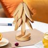 Wooden Insulating Coasters 4 tripods and 1 bracket Tree Folding Placemats Anti Scald Heat Resistant Table Decor Mats Pot Holder