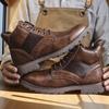 Большие размеры мужские кожаные ботинки осень-зима модные трендовые мужские ботинки среднего размера короткие ботинки красивые размеры рабочие ботинки высокие британские ботинки M