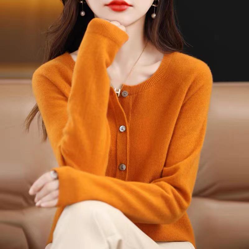 Женский кардиган из 100% шерсти однотонный - Осенняя коллекция