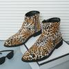 Fashion Winter New Fashion Men Pointed Leopard Pattern Chelsea Ankle Boots Male Casual Luxury Designer High-top Shoes Zapatos Hombre