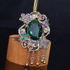 Винтажные креативные открытые кольца в тон цветка и листа для женщин, блестящие зеленые инкрустация камнями CZ, модные ювелирные изделия в стиле ретро, ​​подарок для свадебной вечеринки