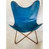 Blue Vintage Leather Butterfly Chair Leather Accent Chair BKF Living Room Chair