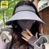 Summer Double-layer Ice Silk Widened Sun Hat Sunscreen Sunshade Eaves Fashion Foldable Sunscreen Empty Top Hat Women