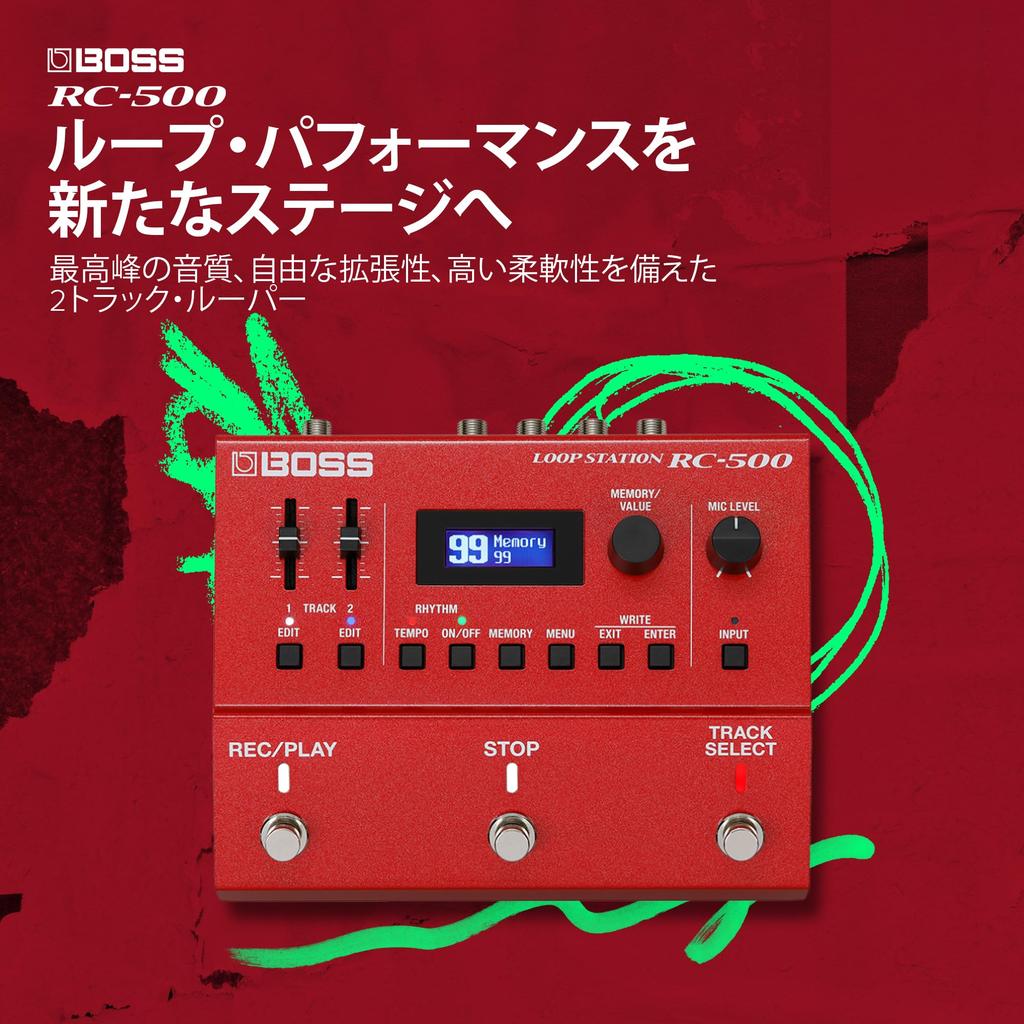 BOSS Loop Up To 13 Hours of Recording Backlit XLR Mic Stereo Dual for and Microphone RC-500 Station, 2-Track Looper, Time, LCD, Jack, Support,