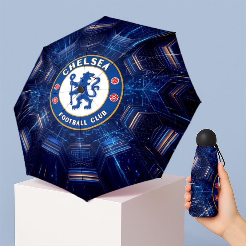 Chelsea FC Узор Печатный Мини 5 Сложений 8 Спиц Компактный Зонт Ветрозащитный Водонепроницаемый Легкий Портативный Складной