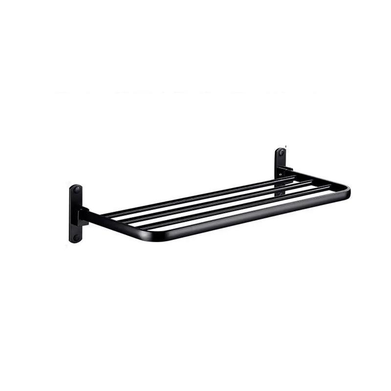 Folding Bathroom Towel Rack Black/White Aluminum Movable Bath Towel Holder 40/50/60 CM Bath Shelves  Nail Free/Wall Towel Rail