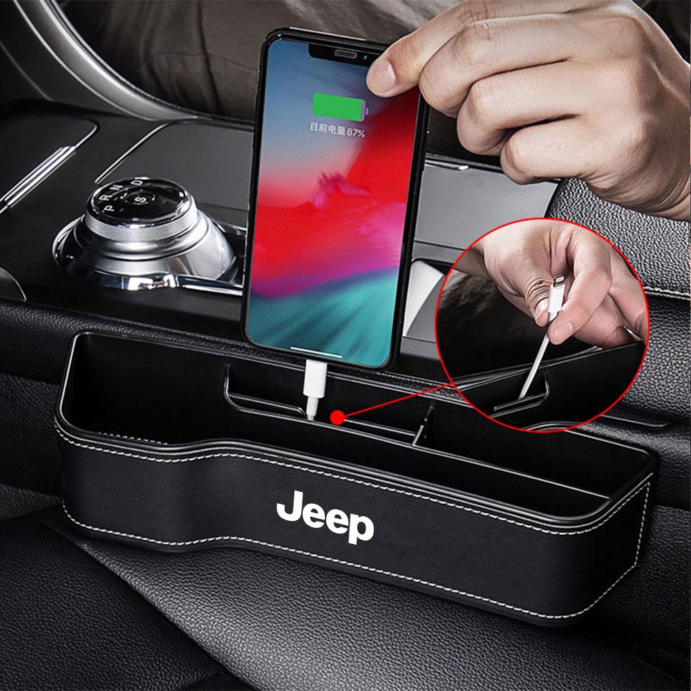 Car Seat Gap Storage Bag Seat Slit Filler Organizer Box Key Phone Holder For JEEP Grand Cherokee Renegade Wrangler Accessories AKN1