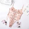 Lace Embroidery Bandage See-Through Sexy Bodysuit for Women