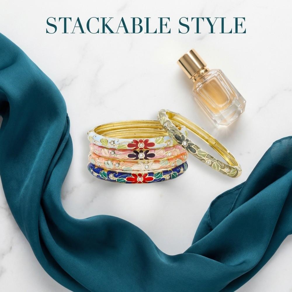 Big Floral Chinese Flower Bangle Traditional Women's Hand Bracelet  Gifts for Women Girl