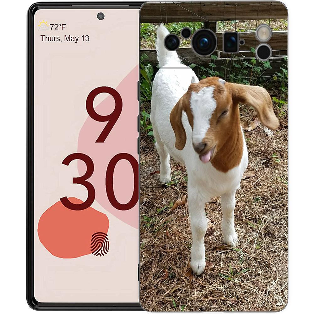 Мультяшный Милый Козел Чехол для Телефона для Google Pixel 10 9 8 7 6 Pro XL 9A 8A 6A 7A 5G Мягкий Ударопрочный ТПУ Черный Чехол