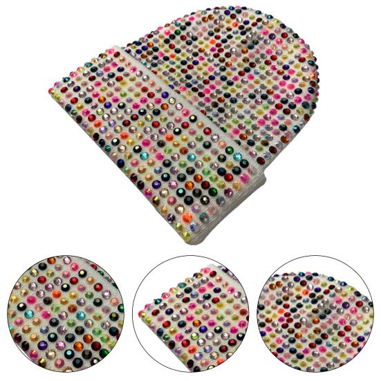 Унисекс зимняя шапка со складчатыми полями, однотонная эластичная шапка со стразами, сохраняющая тепло, для взрослых, для холодной погоды, для улицы и повседневной жизни